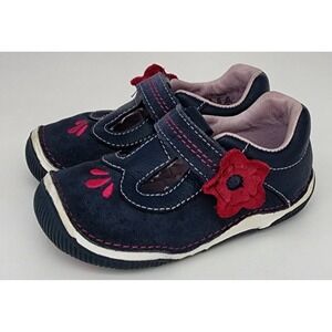 Stride Rite SRT Teagan Mary Jane Toddler Girls 7M Navy Blue Leather EXC